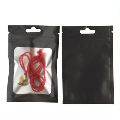Matte Black Resistant Bau Plastik Zip Lock Packaging Tas Mylar Dengan Jendela yang Jelas