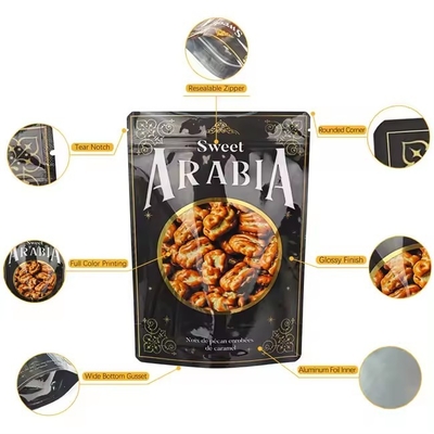 Custom Printed Aluminium Foil Zipper Bag Matte Food Grade Stand Up Bag Heat Seal Stand Up Bag