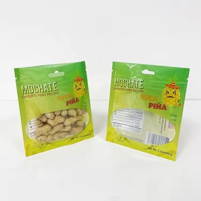 Custom Printing Biodegradable Plastic Zipper Tiga Sisi Disegel Kantong Kemasan Dengan Jendela Jelas