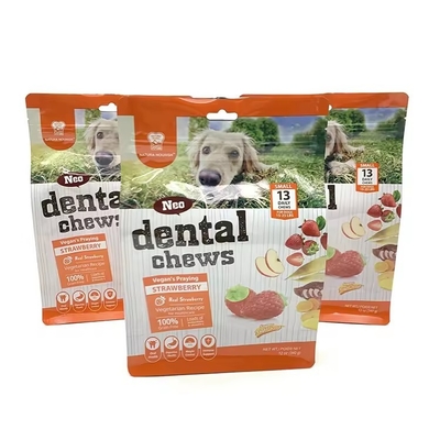 Delapan Sisi Penutup Retort Plastik Dog Packaging Treat Feed Cat Zip Storage Side Gusset Stand Up Bag Bag Untuk Makanan Hewan Peliharaan
