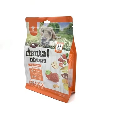 Delapan Sisi Penutup Retort Plastik Dog Packaging Treat Feed Cat Zip Storage Side Gusset Stand Up Bag Bag Untuk Makanan Hewan Peliharaan