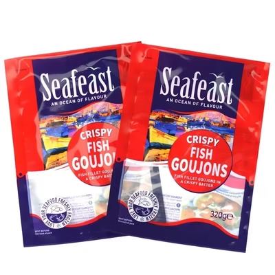 Custom Printing Vacuum Fish Chicken Frozen Food Packaging 3 Side Seal Kantong Plastik Dengan Logo