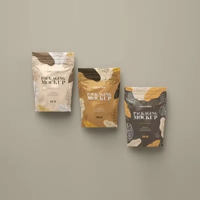 Kemasan kelas makanan yang dapat ditutup kembali Kantong berdiri di atas permukaan kantong zipper dengan foil katup kantong kopi ziplock