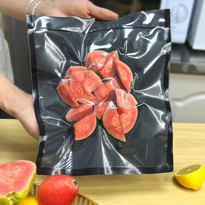 Kantong vakum bertekstur dan tergores penghematan makanan kantong penyegelan vakum kantong vakum transparan / hitam