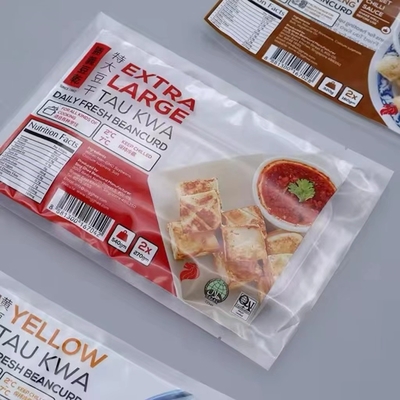 Custom Print Food Packaging Bag Tiga Sisi Sealing Bag Nylon Packaging Tas Makanan Beku Dari Dumpling Seafood Udang