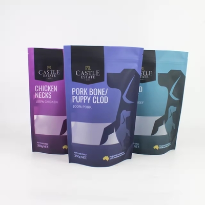 Custom Printed Resielable Foil Ziplock Bags Plastik Packaging Stand Up Bag Untuk Anjing Treat Pet Food Package Dengan Jendela