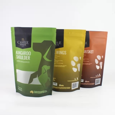 Custom Printed Resielable Foil Ziplock Bags Plastik Packaging Stand Up Bag Untuk Anjing Treat Pet Food Package Dengan Jendela