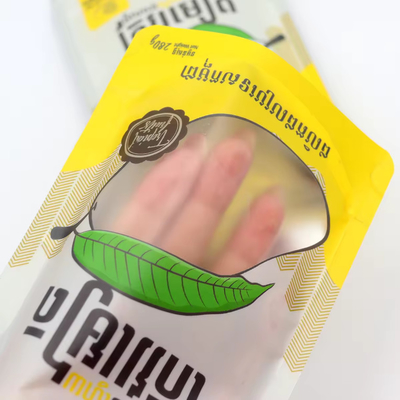 Kantong Makanan Stand Up Plastik Laminasi yang Dapat Dibalikkan Kemasan Kantong Poly Ziplock Desain Cetak Khusus Untuk Buah Kering