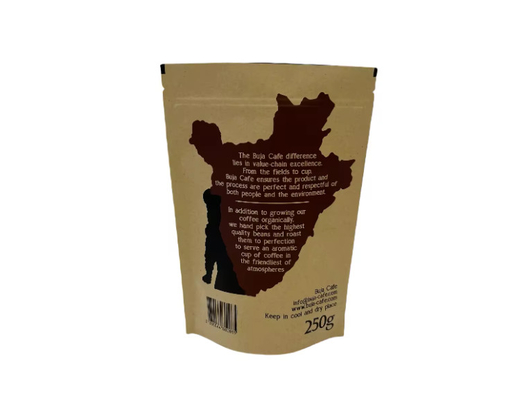 Komposable Biodegradable Standup Flat Bottom Kraft Paper Food Packing Zipper Bag Custom Printed Coffee Bag With Valve