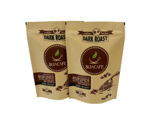 Komposable Biodegradable Standup Flat Bottom Kraft Paper Food Packing Zipper Bag Custom Printed Coffee Bag With Valve