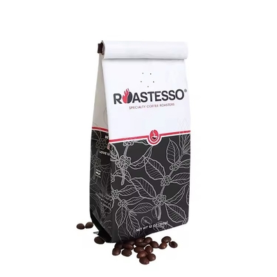Custom Biodegradable Factory Grosir Kraft Paper Kafe Biji Sisi Gusset Kemasan Tas Hitam