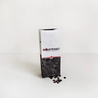Custom Biodegradable Factory Grosir Kraft Paper Kafe Biji Sisi Gusset Kemasan Tas Hitam