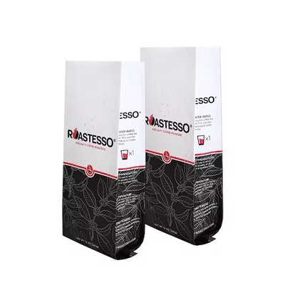 Custom Biodegradable Factory Grosir Kraft Paper Kafe Biji Sisi Gusset Kemasan Tas Hitam