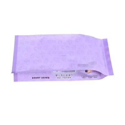 Custom Logo Side Gusset Plastik Flat Skincare Wet Wipes Packaging Film Bag Untuk Baby Wet Tissue Packaging Bag