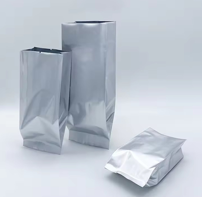 Glossy Silver Aluminium Foil Laminated Heat Seal Back Sealing Side Gusset Food Packaging Bag Kantong Kafe