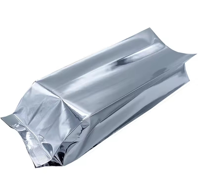 Glossy Silver Aluminium Foil Laminated Heat Seal Back Sealing Side Gusset Food Packaging Bag Kantong Kafe