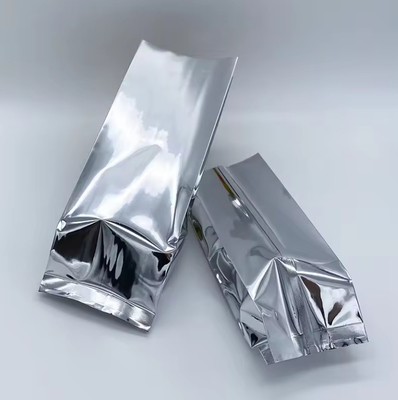 Glossy Silver Aluminium Foil Laminated Heat Seal Back Sealing Side Gusset Food Packaging Bag Kantong Kafe