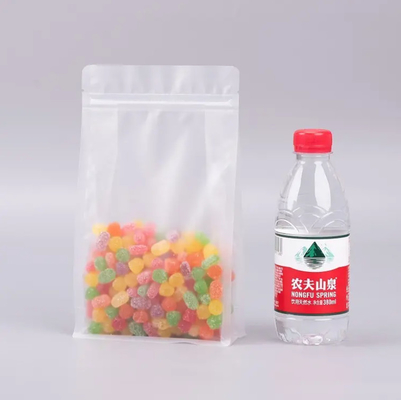 Custom Flat Bottom Eight Side Seal Clear Transparent Zip Lock Buah kering Makanan Rice Packaging Plastik Stand Up Bag