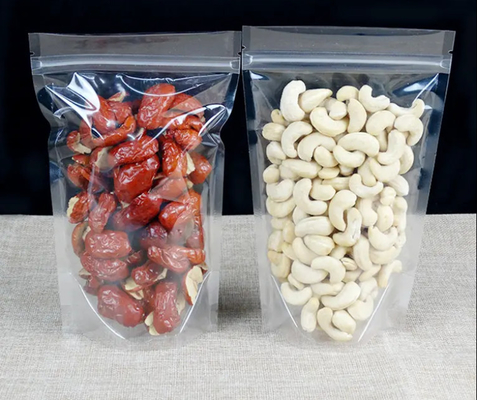 PET Transparan Zip Lock Plastik Tas Mylar Tas Ziplock Berdiri Makanan Rempah-rempah Powder Packaging Bag