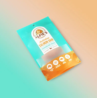 Desain Custom Packaging Zipper Pouch Plastik Package Pouch Logo Pet Snack Food Dog Treat Cat Plastic Pet Snack Bag