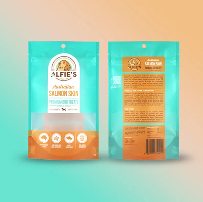 Desain Custom Packaging Zipper Pouch Plastik Package Pouch Logo Pet Snack Food Dog Treat Cat Plastic Pet Snack Bag