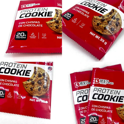 Desain khusus Kualitas tinggi 35g Kantong kemasan kue Laminasi Kantong segel punggung Kelembaban tahan bantal Kantong bantal untuk protein