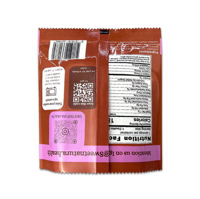Desain Custom Printed Glossy Shiny Surface Aluminium Foil Inside Back Seal Bags Untuk Kemasan Kue Peanut Butter