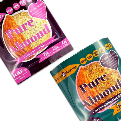 Desain Custom Printed Glossy Shiny Surface Aluminium Foil Inside Back Seal Bags Untuk Kemasan Kue Peanut Butter