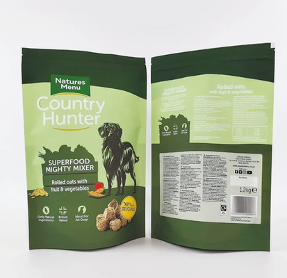 Tas Plastik Cetak Custom Ukuran Besar 5kg 10kg 15kg Stand Up Pouch Mylar Zipper yang Bisa Digunakan Lagi Kantong Kemasan Makanan Anjing