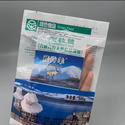 Custom Print Three Side Seal Vacuum Back Seal Pouch Untuk Salt Plastik Putih Mylar Zipper Pouch Packaging Dengan Jendela Jelas