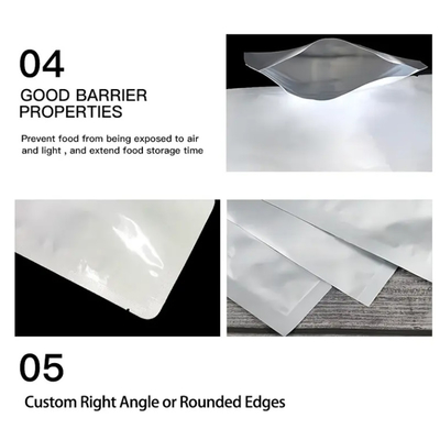 Perak Food Grade Autoclave Vacuum Heat Sealable Plain Aluminium Foil Mylar Bag Open Top Packing Bulk Food Storage Retort Bag