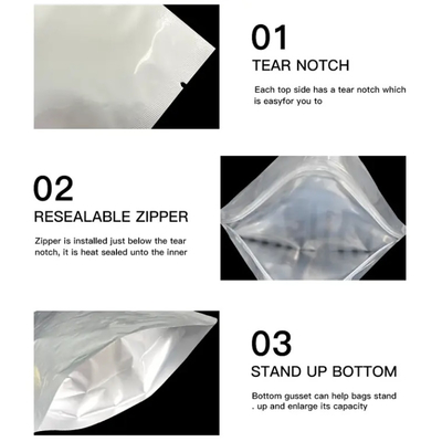 Perak Food Grade Autoclave Vacuum Heat Sealable Plain Aluminium Foil Mylar Bag Open Top Packing Bulk Food Storage Retort Bag