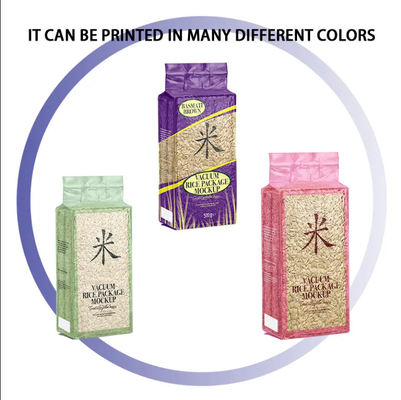 Printing Grave Food Rice Packaging Vacuum Plastik 1Kg 2Kg 5Kg 10Kg Pe Heat Seal Bag dengan Handle