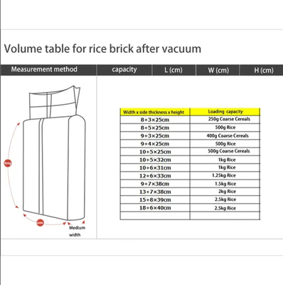 Printing Grave Food Rice Packaging Vacuum Plastik 1Kg 2Kg 5Kg 10Kg Pe Heat Seal Bag dengan Handle