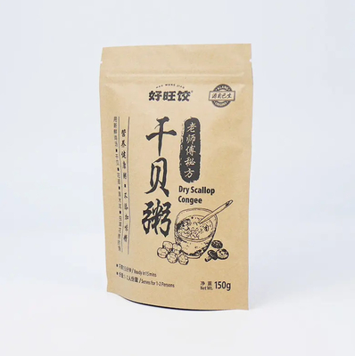 Aluminium Foil Zipper Top Stand Up Kantong Dengan Heat Seal Kraft Paper PET PE Plastik Untuk Pengemasan Makanan