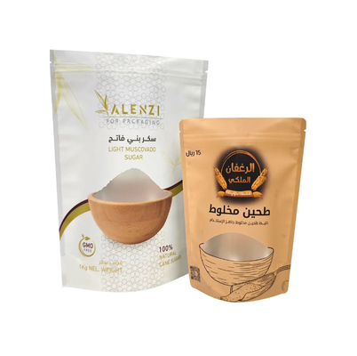 Custom Digital Printing Plastic Re-sealable Sugar Food Storage Packaging Bag With Ziplock Clear Window Stand Up Bag