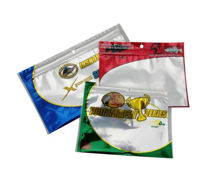 Tas Segel Vakum Tercetak Khusus Kantong Aluminium Waterproof Kantong Panas Segel Umpan Perikanan Penyimpanan Kantong Kemasan Dengan Lubang Gantung