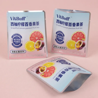 Custom kecil panas disegel tiga sisi segel Buah Matte Sachet kosong Teh Sachet Tas Untuk Teh Kelembaban Proof Zipper Bag