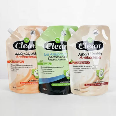 Kemasan kapasitas tinggi khusus untuk deterjen cair kantong berdiri dengan kantong plastik sudut spout