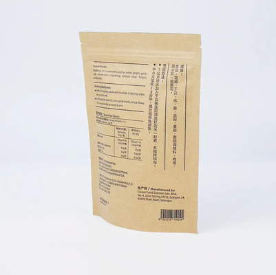 Aluminium Foil Zipper Top Stand Up Kantong Dengan Heat Seal Kraft Paper PET PE Plastik Untuk Pengemasan Makanan