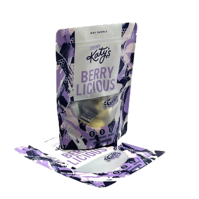 PET Daur Ulang Mylar Ziplock Stand Up Bag Herbal Daun Hijau Bebas Kopi Hitam Doypack Sachet Matcha Tas Teh Penyimpanan