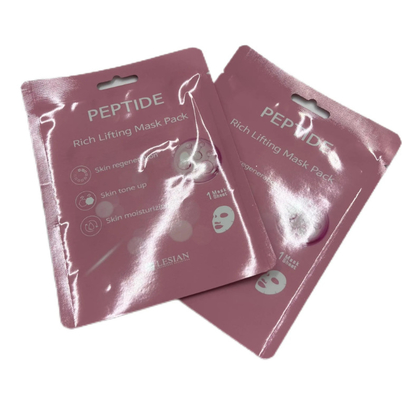 High Grade Custom Cosmetics Face Mask Bag Stand-Up Three Side Seal Easy Tear Pure Aluminium Foil Heat Sealing PE PET material