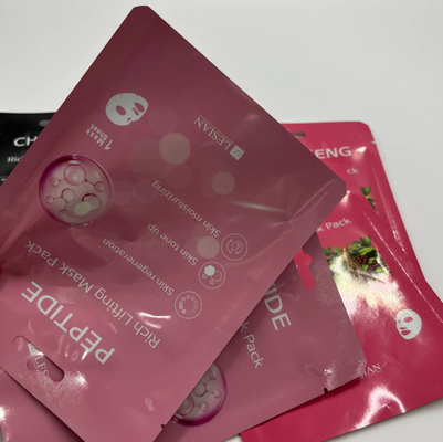 High Grade Custom Cosmetics Face Mask Bag Stand-Up Three Side Seal Easy Tear Pure Aluminium Foil Heat Sealing PE PET material