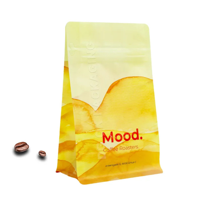 Logo Kustom Side Gusset Kemasan Biji Kopi Bawah Datar Dilaminasi 100g 150g 250g 500g 1kg Tas Dengan Katup