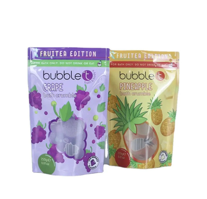 Custom Printed Stand Up Resielable Ziplock Plastic Packaging Bags With Clear Window Untuk Untuk Body Scrub Dan Bath Salts Packing