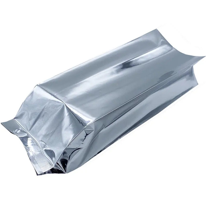 Glossy Silver Aluminium Foil Laminated Heat Seal Back Sealing Side Gusset Food Packaging Bag Vacuum Food Tea Coffee Bean Bags