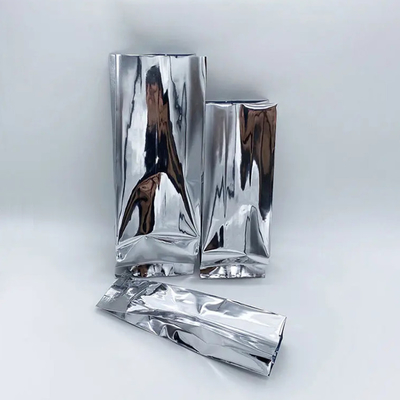 Glossy Silver Aluminium Foil Laminated Heat Seal Back Sealing Side Gusset Food Packaging Bag Vacuum Food Tea Coffee Bean Bags