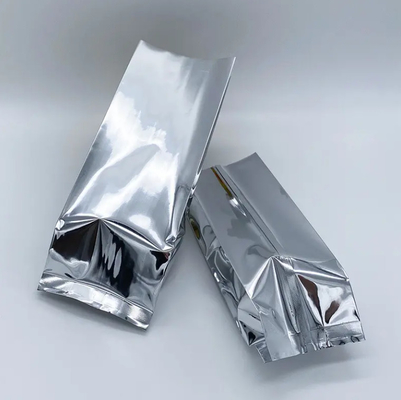 Glossy Silver Aluminium Foil Laminated Heat Seal Back Sealing Side Gusset Food Packaging Bag Vacuum Food Tea Coffee Bean Bags