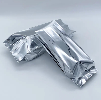 Glossy Silver Aluminium Foil Laminated Heat Seal Back Sealing Side Gusset Food Packaging Bag Vacuum Food Tea Coffee Bean Bags