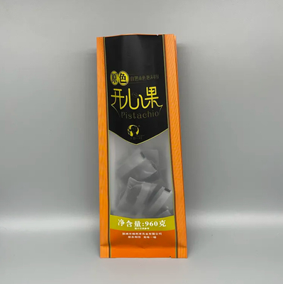 Custom Back Seal Bag Clear Side Gusset Quad Seal Stand Up Food Nut Snack Candy Eight Side Seal Kantong Plastik Transparan
